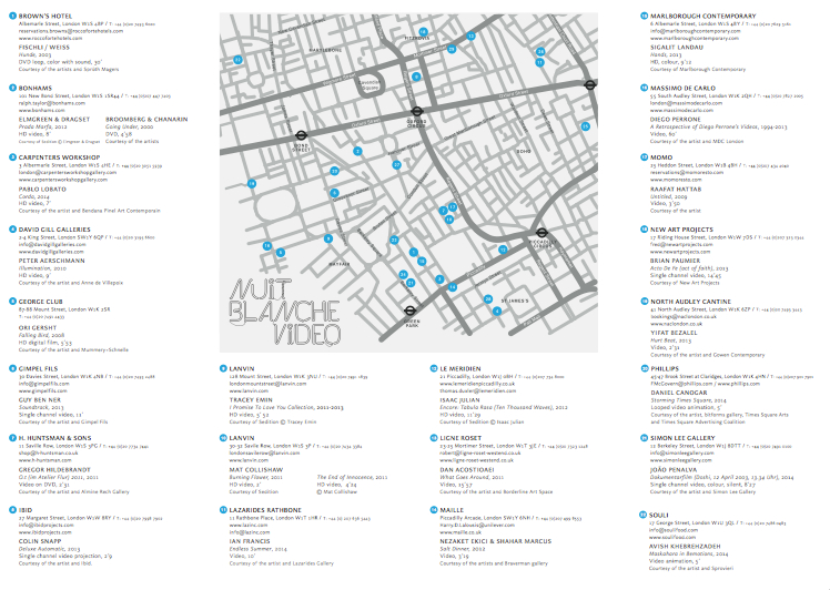 Download Map of Nuit Blanche Video Trail 2014 HERE